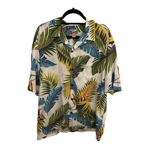 Vintage Hilo Hattie Hawaiian Palm Button Down Shirt 2X
